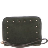 Brampton Genuine Suede Leather Zip-Around Wristlet Purse in Dark Olive: 32554