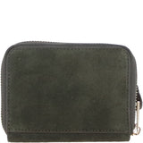 Brampton Genuine Suede Leather Zip-Around Wristlet Purse in Dark Olive: 32554