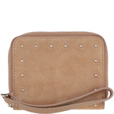 Brampton Genuine Suede Leather Zip-Around Wristlet Purse in Toasted Coconut: 32554
