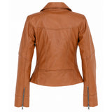 Ladies Ashwood Leather Plus Size Biker Jacket Tan: AWL-1991 Plus