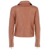 Exquisite Ashwood Leather Ladies Plus Size Biker Jacket Tan: AWL-1881 Plus