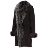 3/4 Length Toscana Suede Leather Coat Brown : 5055