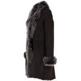 3/4 Length Toscana Suede Leather Coat Brown : 5055
