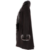 3/4 Length Toscana Suede Leather Coat Brown : 5055