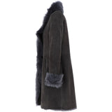 3/4 Length Toscana Suede Leather Coat Gray : 5055