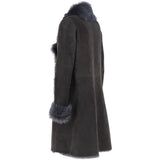 3/4 Length Toscana Suede Leather Coat Gray : 5055
