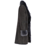 3/4 Length Toscana Suede Leather Coat Gray : 5055