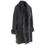3/4 Length Toscana Suede Leather Coat Gray : 5055