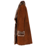 3/4 Length Toscana Suede Leather Coat Whisky: 5055