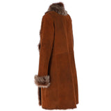 3/4 Length Toscana Suede Leather Coat Whisky: 5055
