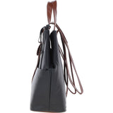 Convertible Leather Tote Backpack Black/tan: 62833