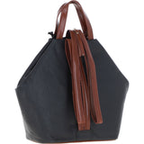 Convertible Leather Tote Backpack Black/tan: 62833