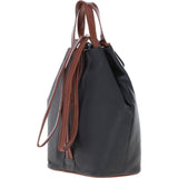 Convertible Leather Tote Backpack Black/tan: 62833