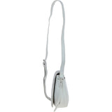 Leather Snake Print Crossbody Saddle Bag Ice Grey: 63285