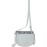 Leather Snake Print Crossbody Saddle Bag Ice Grey: 63285