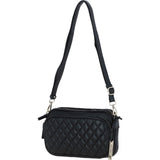 Leather Twin Zip Quilted Crossbody Bag Black: 63624