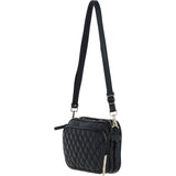 Leather Twin Zip Quilted Crossbody Bag Black: 63624