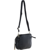 Leather Twin Zip Quilted Crossbody Bag Black: 63624