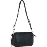 Leather Twin Zip Quilted Crossbody Bag Black: 63624