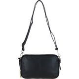 Leather Twin Zip Quilted Crossbody Bag Black: 63624