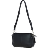 Leather Twin Zip Quilted Crossbody Bag Black: 63624