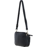 Leather Twin Zip Quilted Crossbody Bag Black: 63624