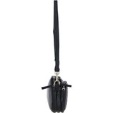 Leather Twin Zip Quilted Crossbody Bag Black: 63624