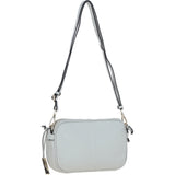 Leather Twin Zip Quilted Crossbody Bag Ice Grey: 63624