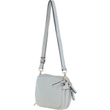 Leather Twin Zip Quilted Crossbody Bag Ice Grey: 63624