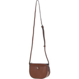 Real Leather Saddle Crossbody Bag 2 Tone Tan: 63753