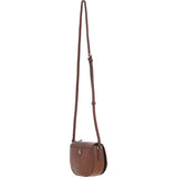 Real Leather Saddle Crossbody Bag 2 Tone Tan: 63753