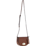 Real Leather Saddle Crossbody Bag 2 Tone Tan: 63753