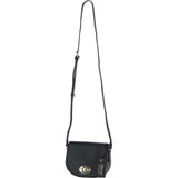 Real Leather Saddle Crossbody Bag Black: 63753