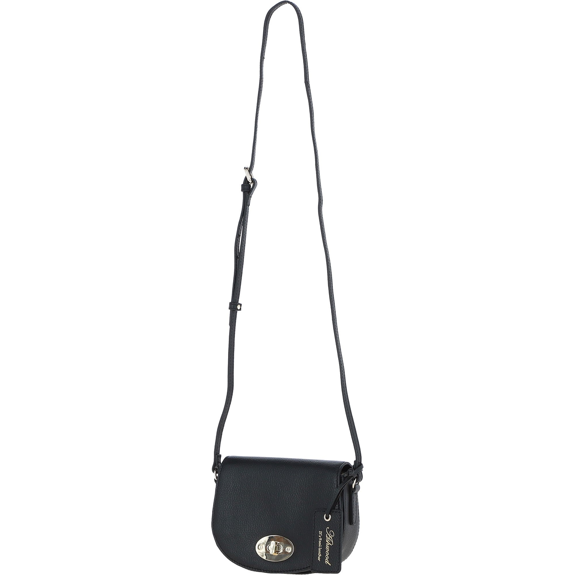 Real Leather Saddle Crossbody Bag Black: 63753
