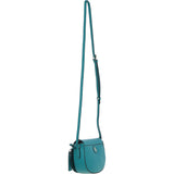 Real Leather Saddle Crossbody Bag Deep Lake: 63753