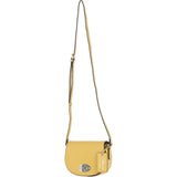 Real Leather Saddle Crossbody Bag Ochre Yellow: 63753