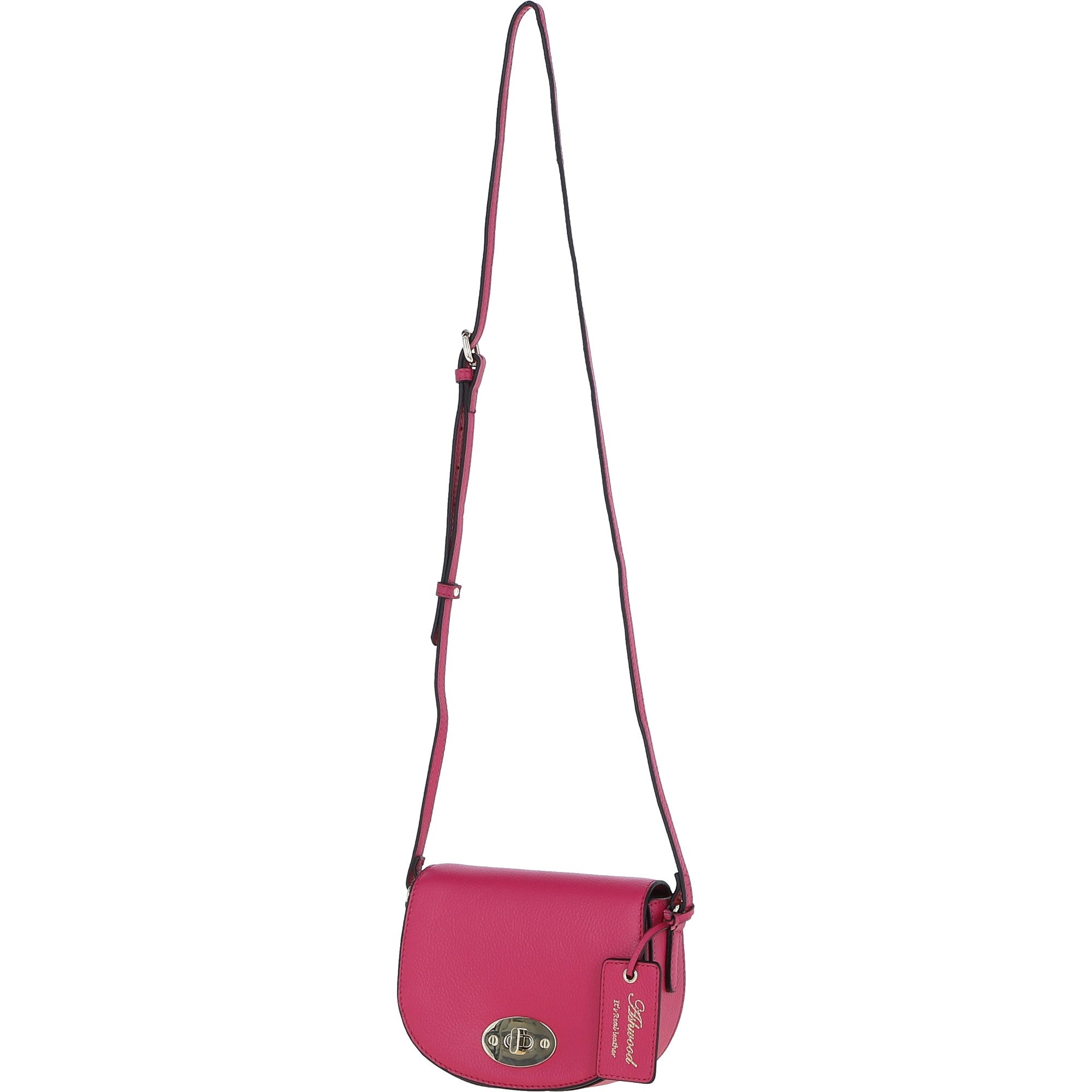 Real Leather Saddle Crossbody Bag Raspberry Sorbet: 63753