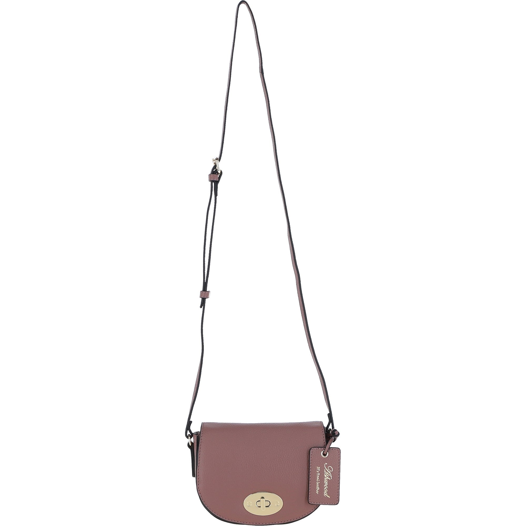 Real Leather Saddle Crossbody Bag Rose: 63753