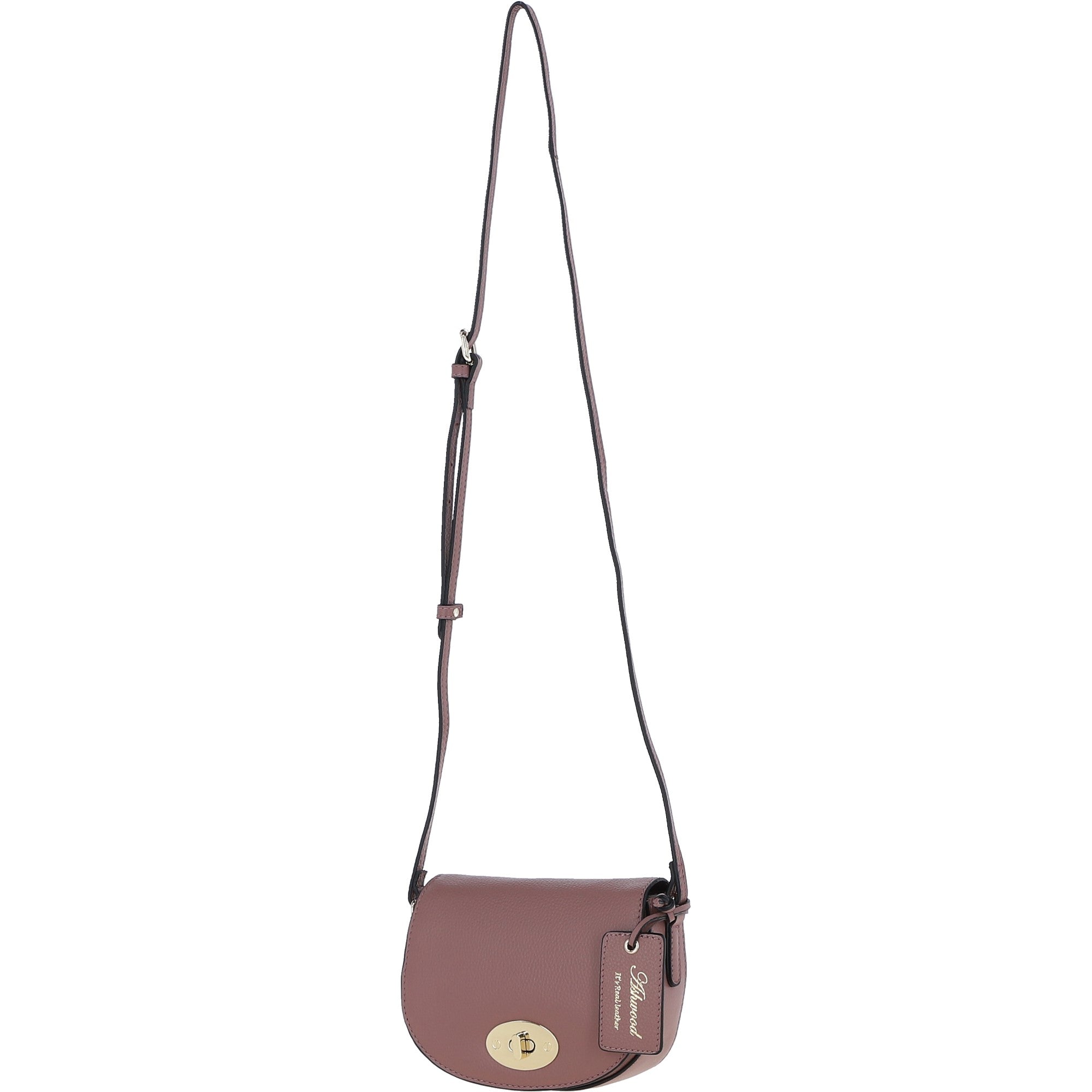 Real Leather Saddle Crossbody Bag Rose: 63753