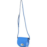 Real Leather Saddle Crossbody Bag Sodalite Blue: 63753