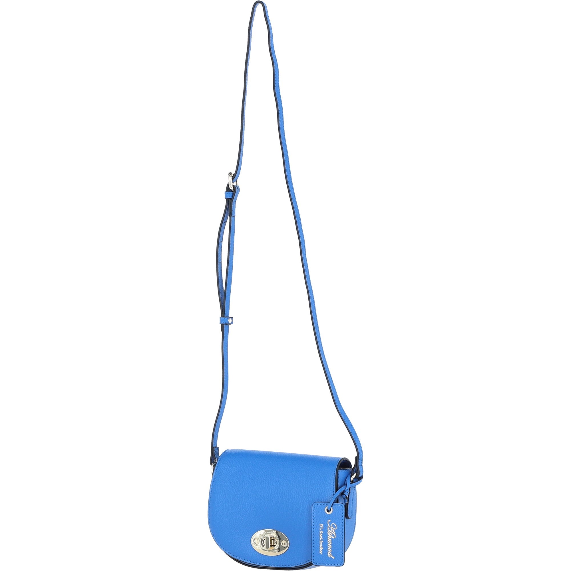 Real Leather Saddle Crossbody Bag Sodalite Blue: 63753