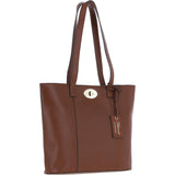 Real Leather Tote Bag 2 Tone Tan: 63754