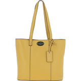 Real Leather Tote Bag Ochre Yellow: 63754