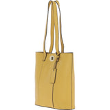 Real Leather Tote Bag Ochre Yellow: 63754