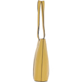 Real Leather Tote Bag Ochre Yellow: 63754