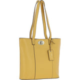 Real Leather Tote Bag Ochre Yellow: 63754