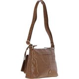 Women's Leather Shoulder Handbag Tan/croc: 63786 Croc