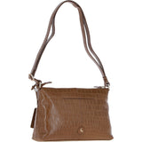 Women's Leather Shoulder Handbag Tan/croc: 63786 Croc