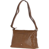Women's Leather Shoulder Handbag Tan/croc: 63786 Croc