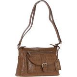 Women's Leather Shoulder Handbag Tan/croc: 63786 Croc